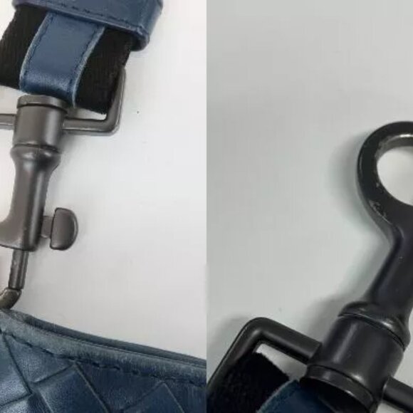 Auth BOTTEGA VENETA Hobo Intrecciato Shoulder Bag Navy Leather - Picture 4 of 16